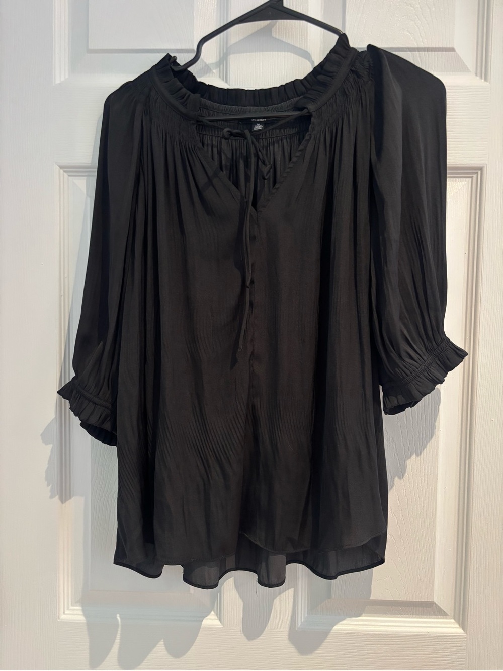 Current Air Black Ruffled Peasant Blouse